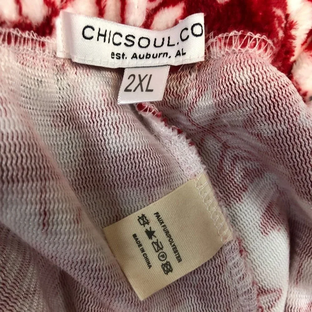 Chic Soul Short XXL Fleece Lounge Pajama Christmas Snowflake Winter Lounge Sleep